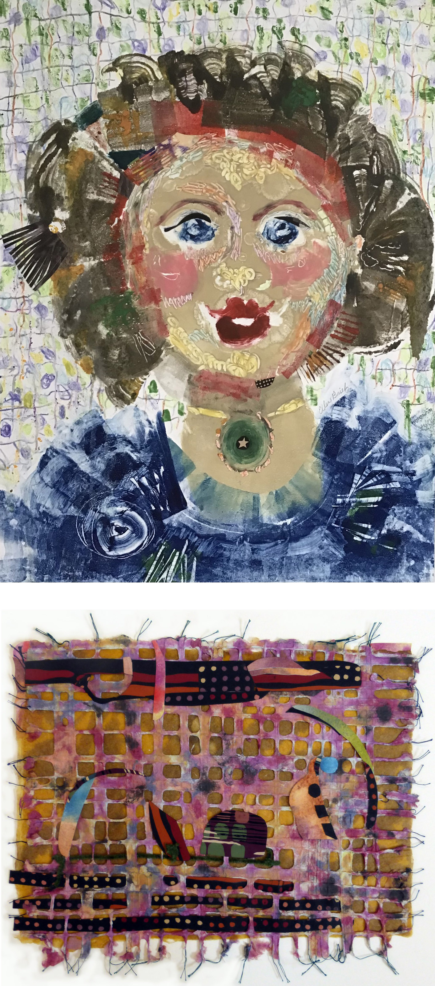 Two monotypes by Ellen Brief '74 Art History at SUNY New Paltz